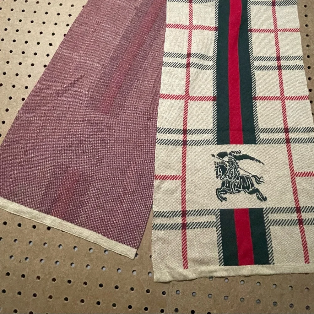 Burberry Scarf Nova Check Unisex Men Red Plaid